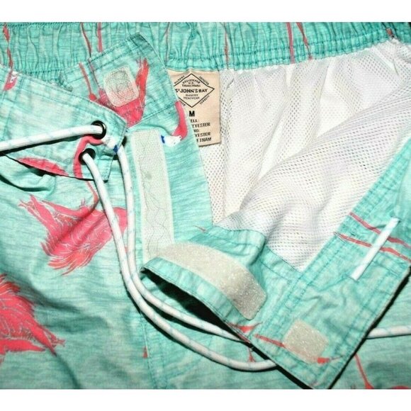 St. John's Bay Men's Swimming Trunks Size M Pockets Flamingos Elastic Tie Waist - Picture 8 of 8